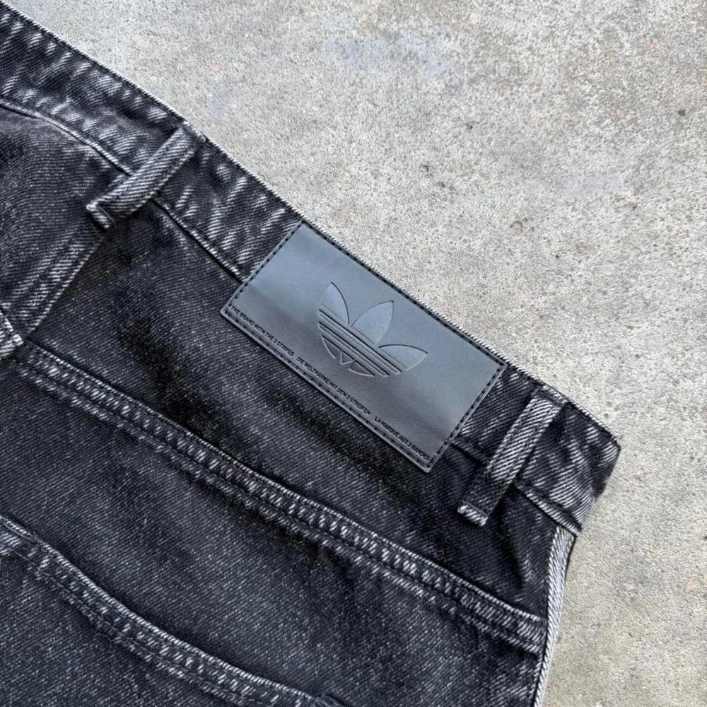 Adidas black denim firebird shorts size 34 NWTs